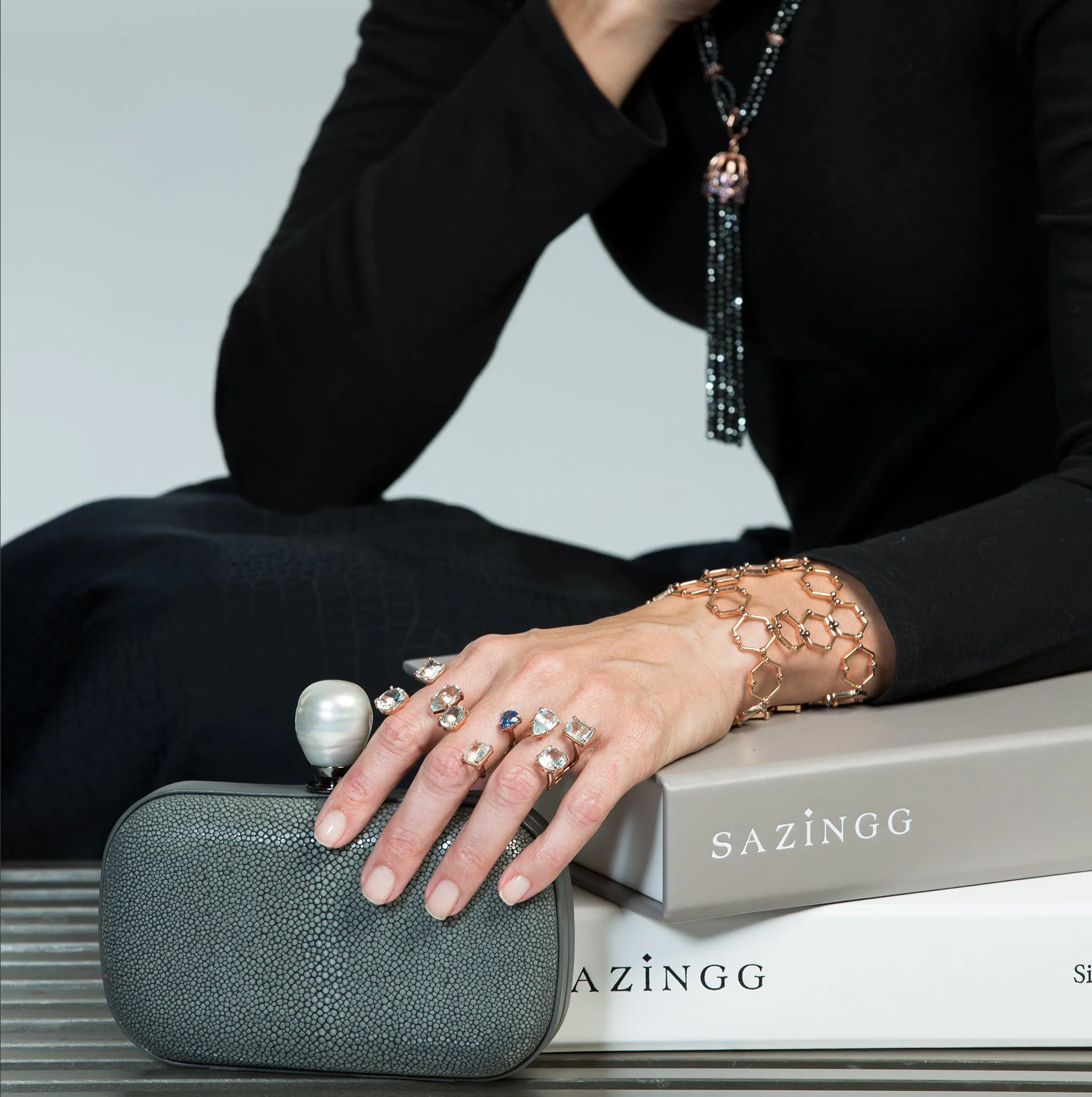 Grey Stingray Leather Clutch