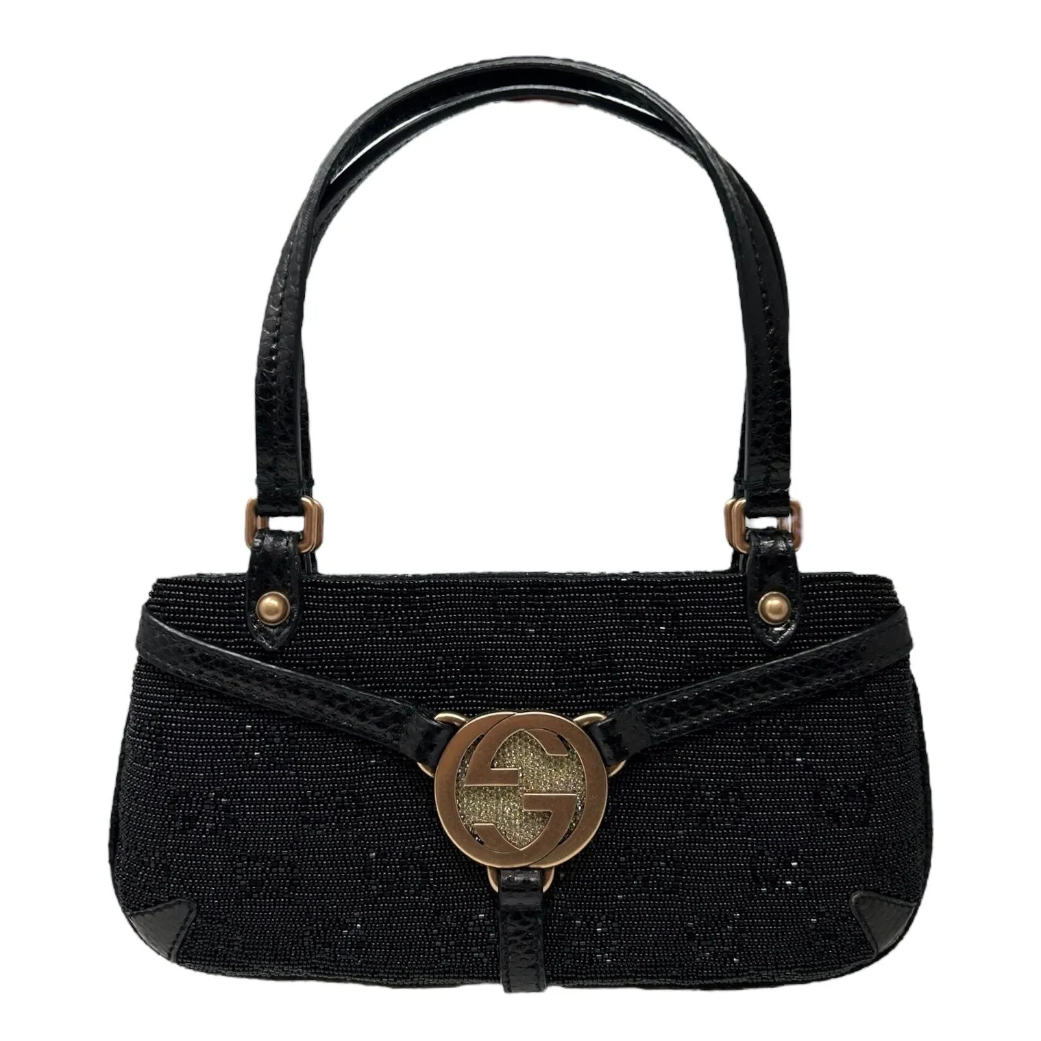 Gucci Black Beaded Logo Mini Bag