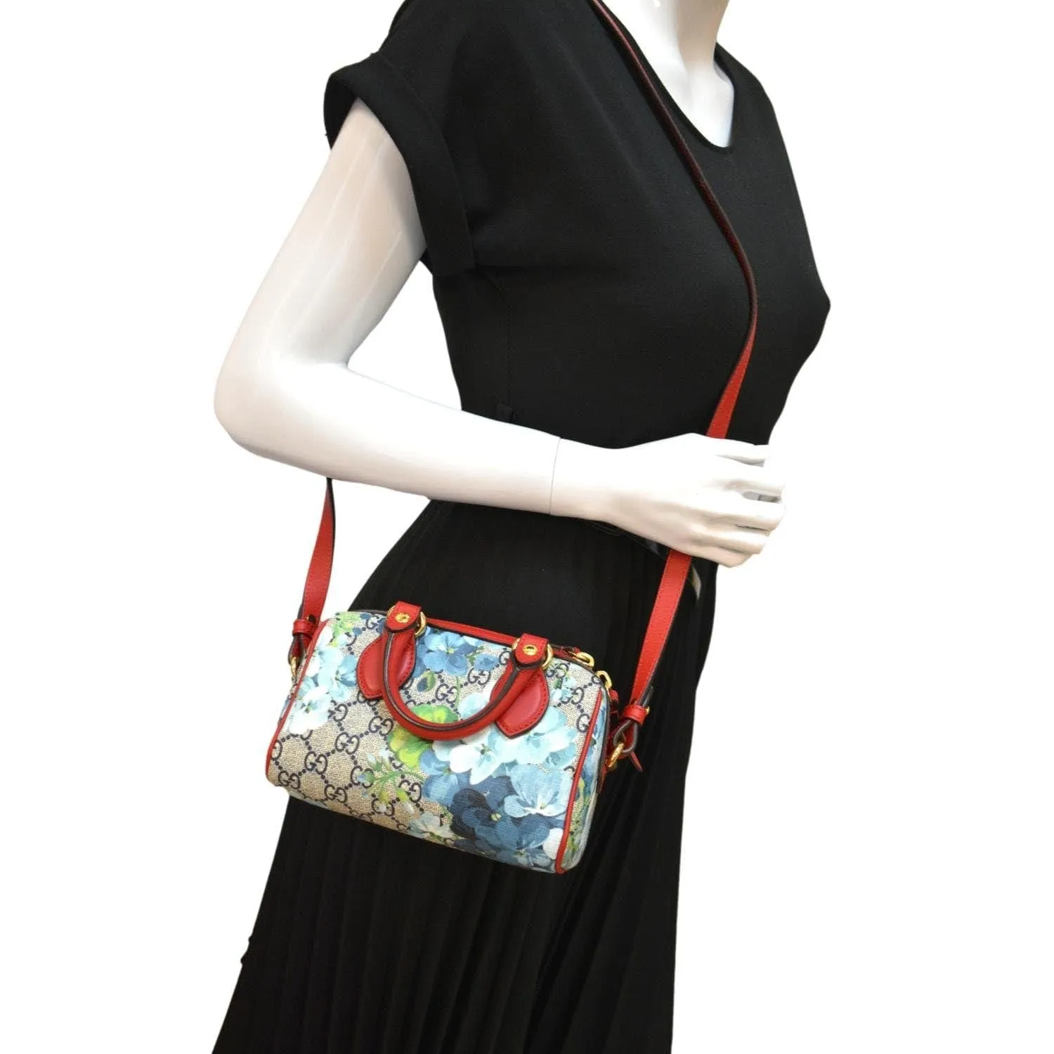GUCCI Floral Blooms Small GG Supreme Monogram Boston Bag Beige 546314