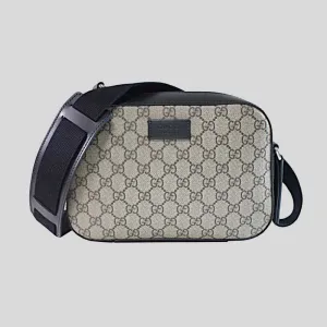 GUCCI GG Supreme Canvas Unisex Camera Crossbody Bag Beige/Black RB-779880