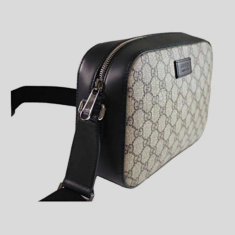 GUCCI GG Supreme Canvas Unisex Camera Crossbody Bag Beige/Black RB-779880