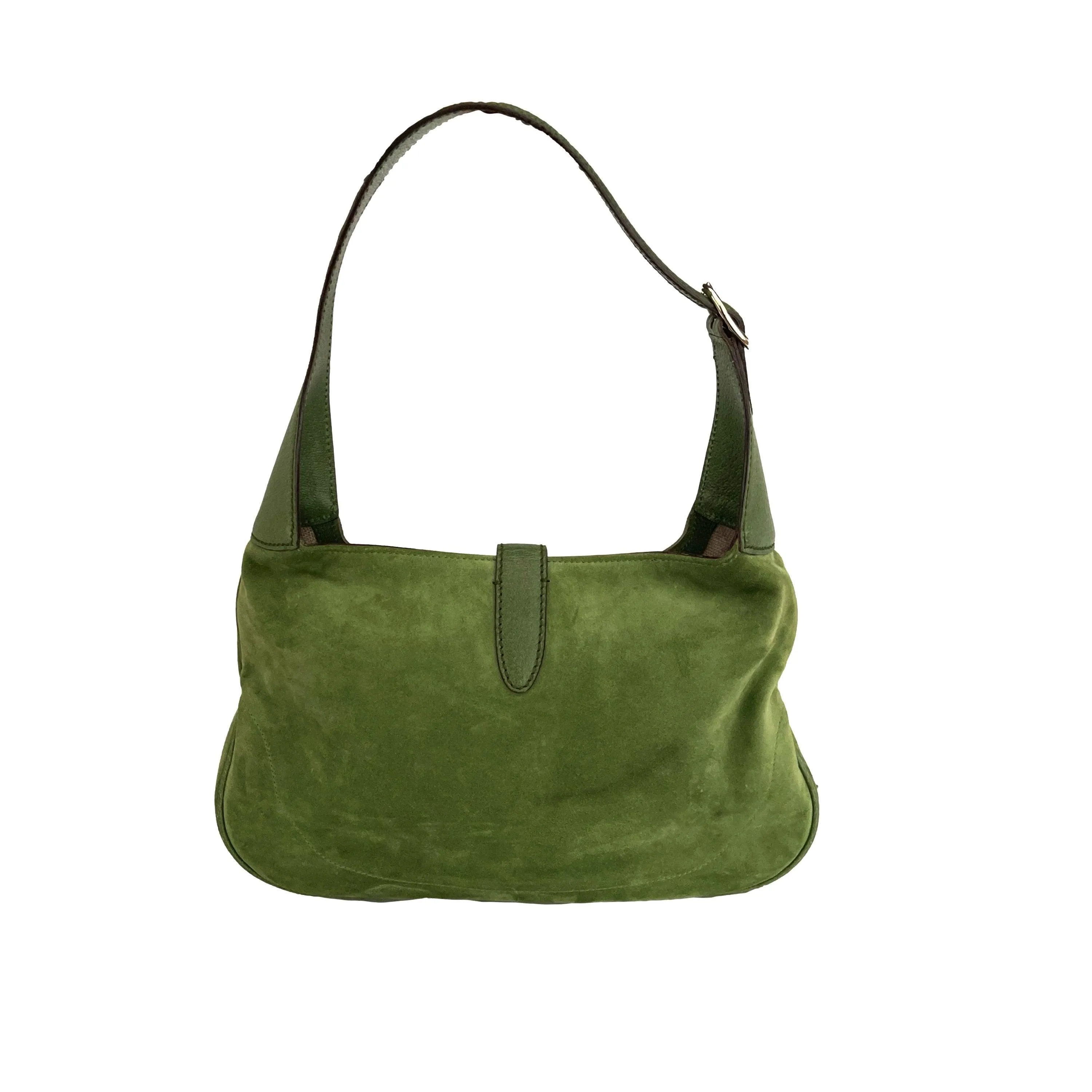 Gucci Green Suede Beaded Shoulder Bag