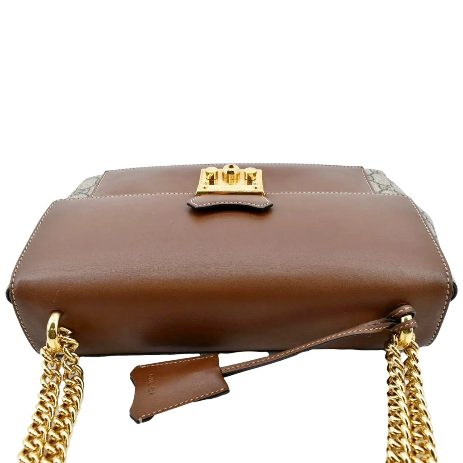 GUCCI Padlock Medium GG Supreme Canvas Shoulder Bag Brown 477530