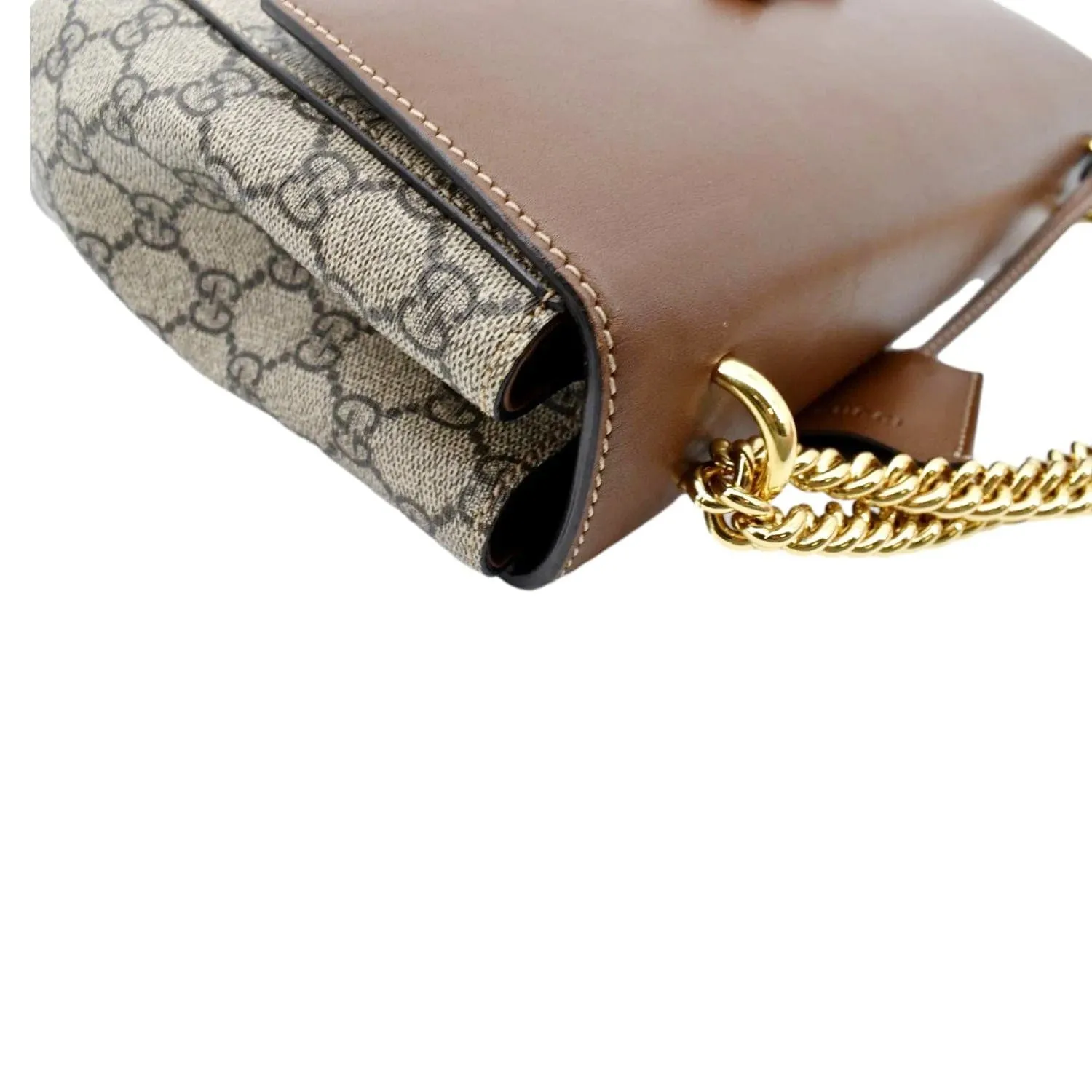 GUCCI Padlock Medium GG Supreme Canvas Shoulder Bag Brown 477530