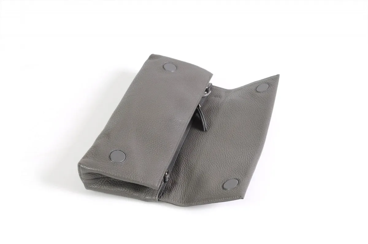 Handmade Italian Leather Clutch - Rimini - Pompeii Grey