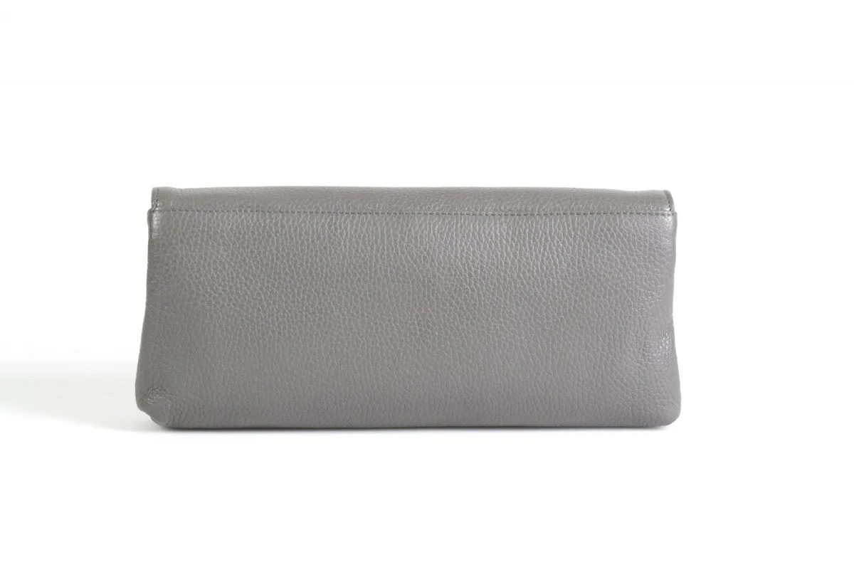 Handmade Italian Leather Clutch - Rimini - Pompeii Grey