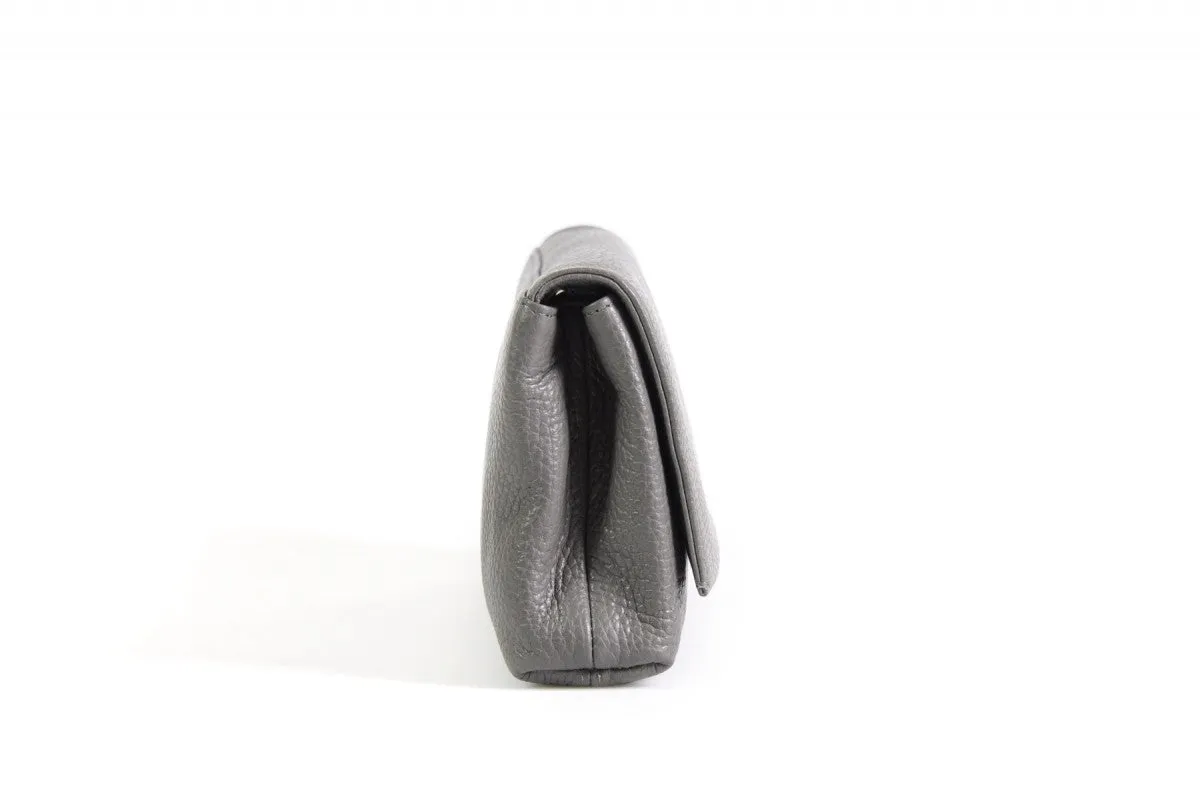 Handmade Italian Leather Clutch - Rimini - Pompeii Grey