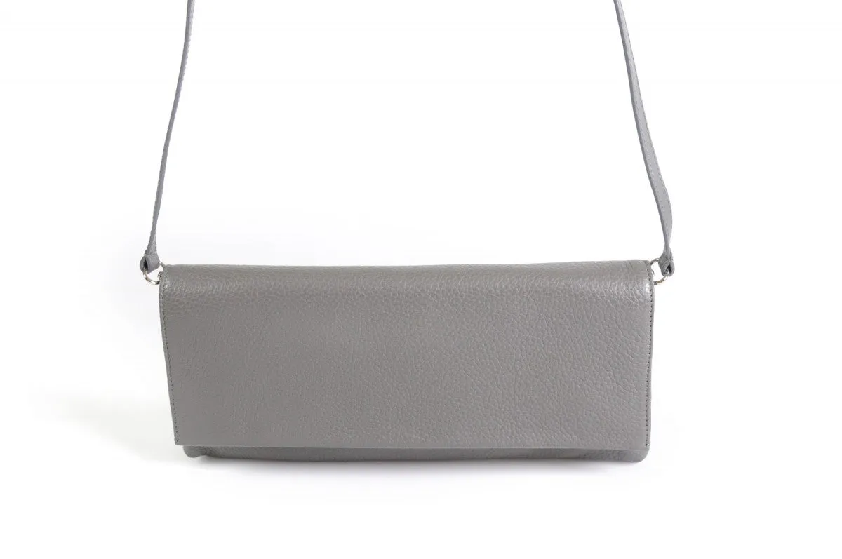 Handmade Italian Leather Clutch - Rimini - Pompeii Grey