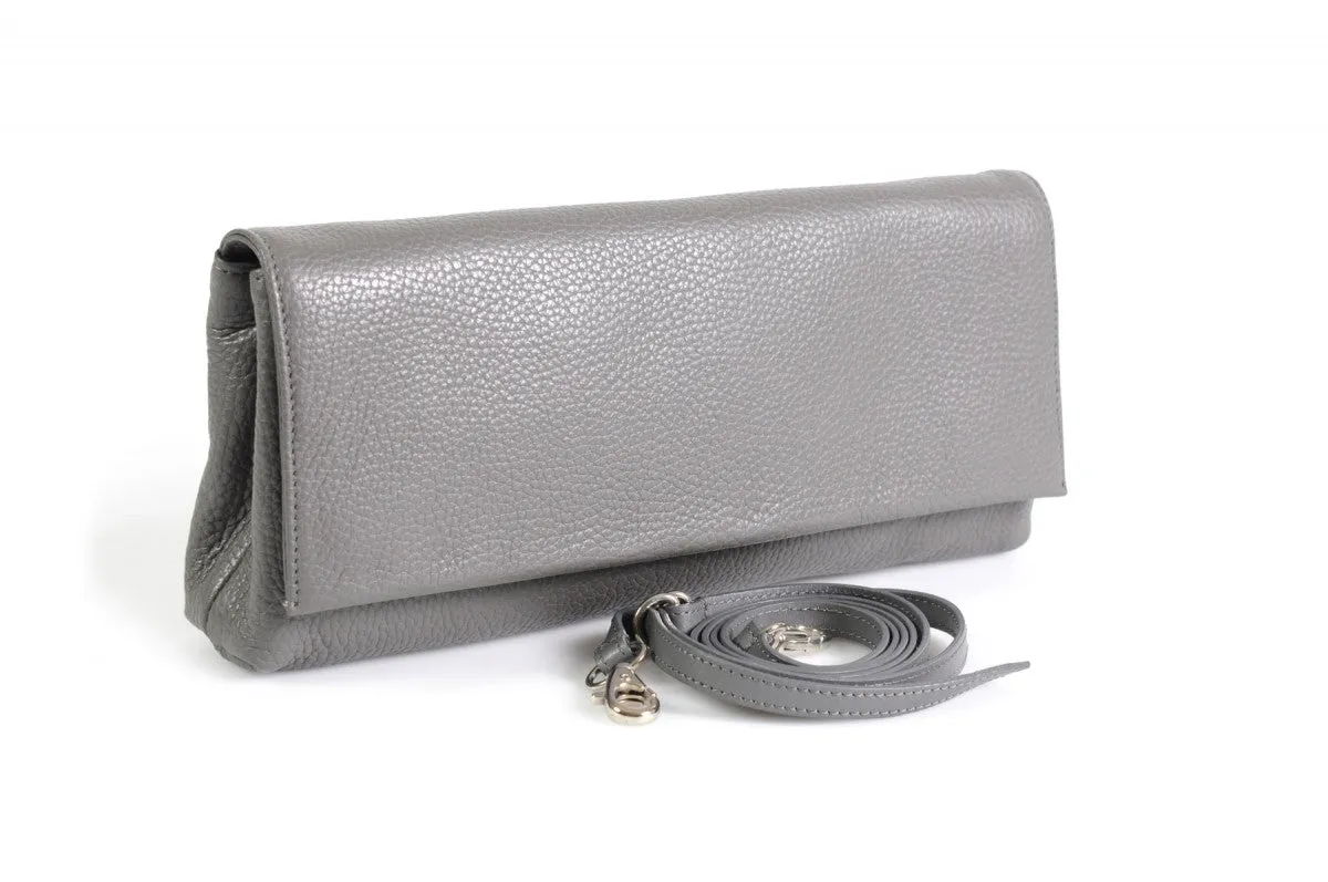 Handmade Italian Leather Clutch - Rimini - Pompeii Grey