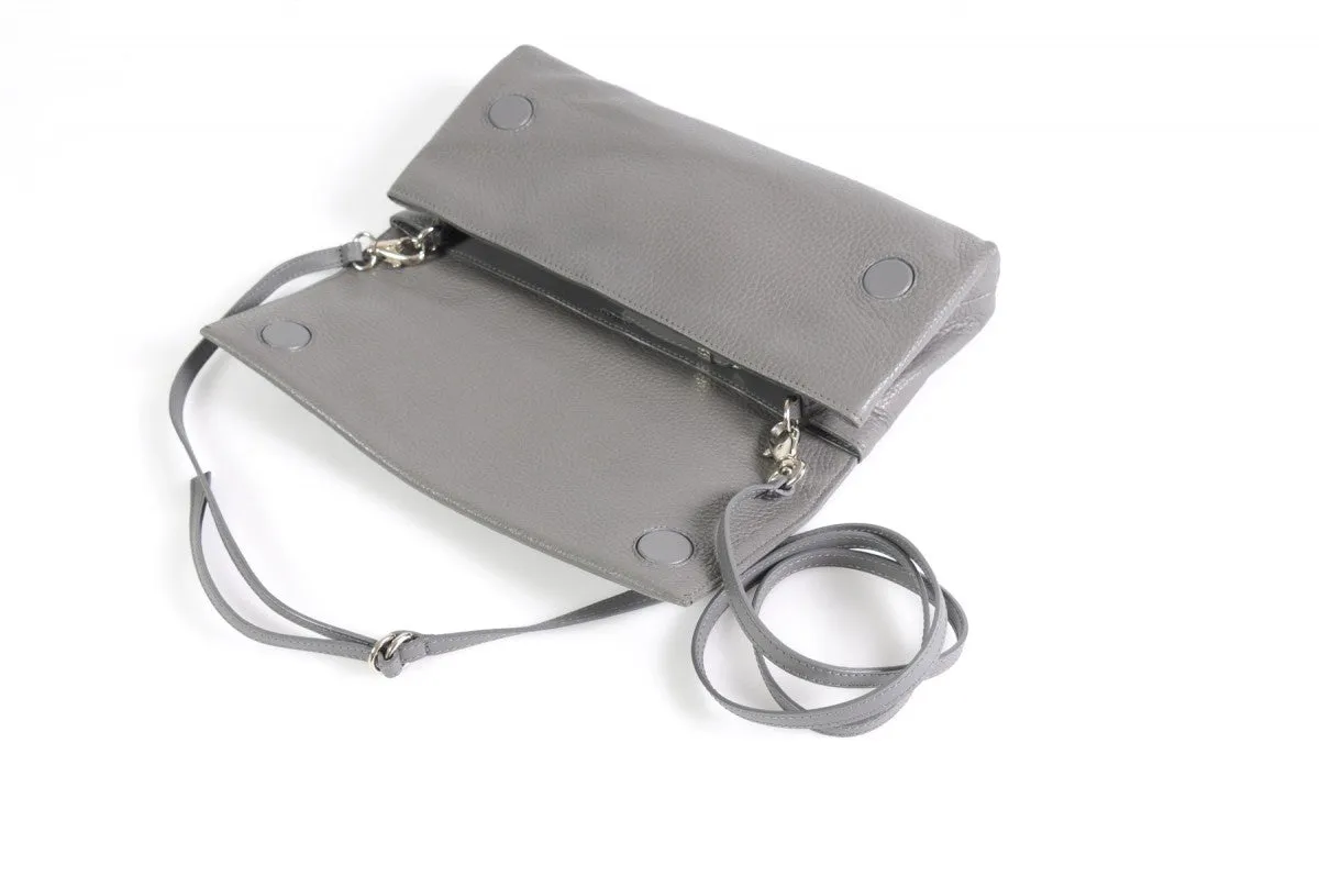Handmade Italian Leather Clutch - Rimini - Pompeii Grey