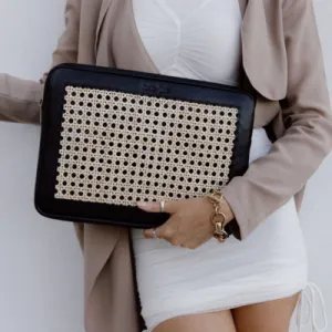 Heather Leather and Rattan Laptop Case