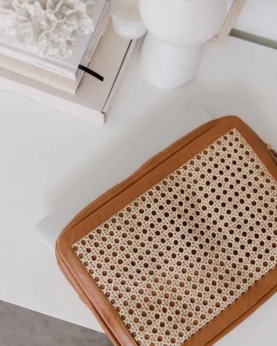 Heather Leather and Rattan Laptop Case