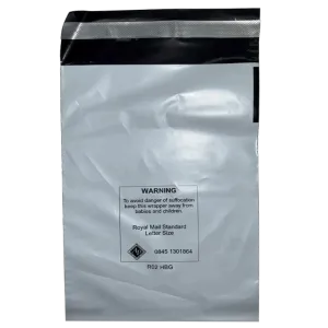 Heavy Duty White Poly Mailer Bags with Printed Warning Notice 50 Microns 6" x 9"