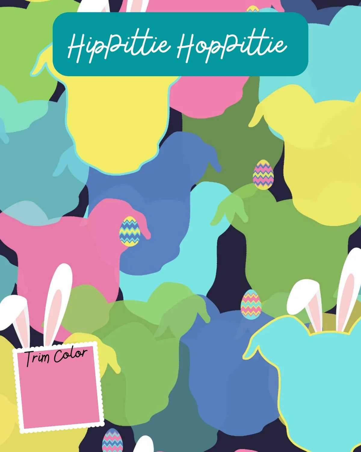 Hippittie Hoppittie - PAWjama with Pink or Aqua Neck & Trim/Sleeves