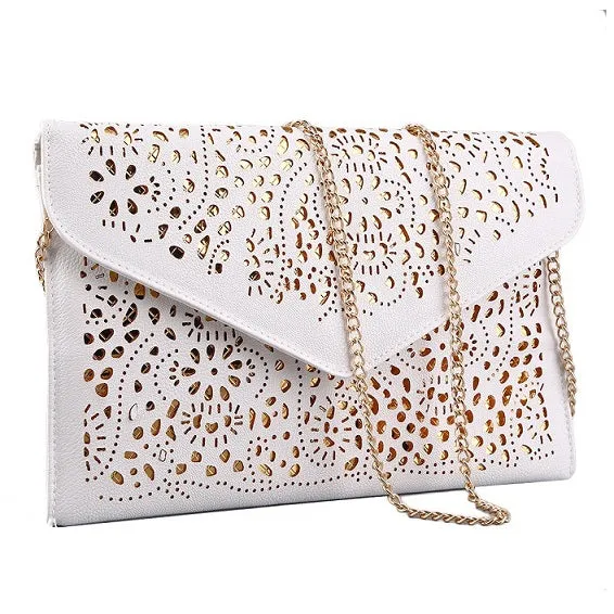 Hollow Out Shoulder Bags Crossbody Day Clutches Women Messenger  Bag Ladies Handbags Vintage Style Chain Envelope Bag
