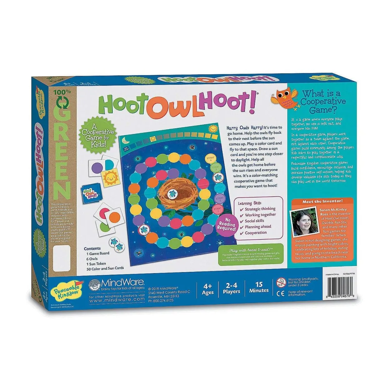 Hoot Owl Hoot, Cooperative Matching Game by Peaceable Kingdom, Ages 4 