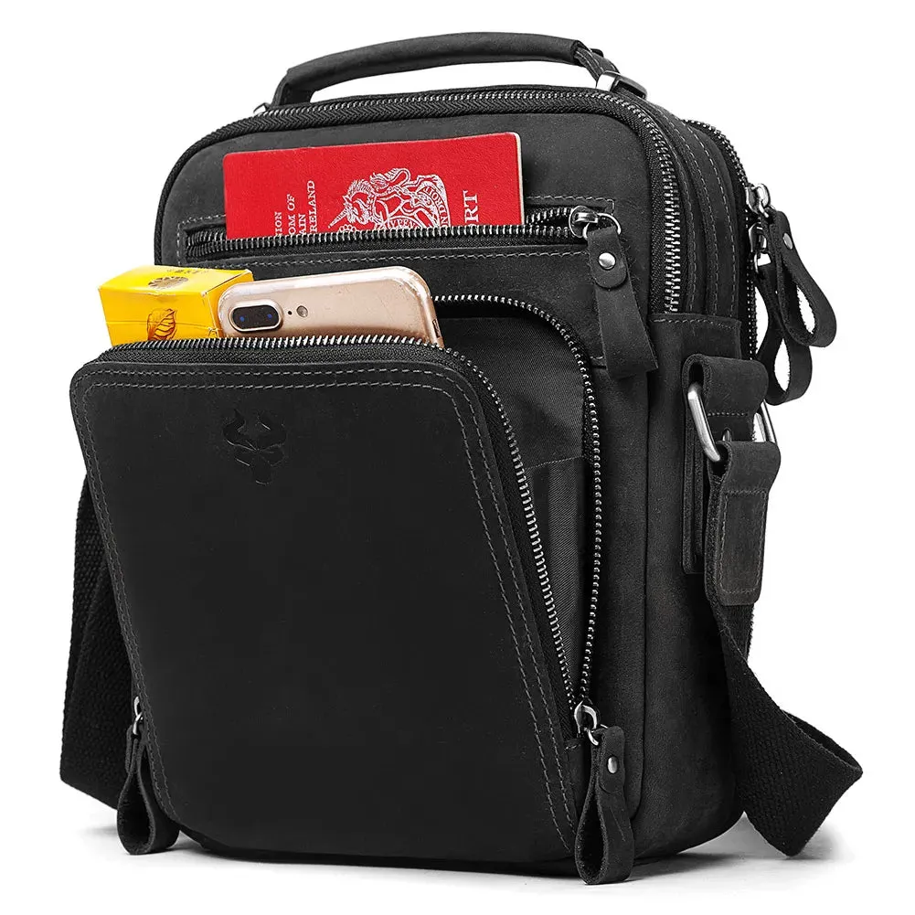 HUMERPAUL Genuine Leather Men's Shoulder Bag