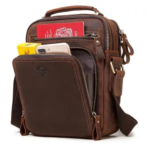 HUMERPAUL Genuine Leather Men's Shoulder Bag