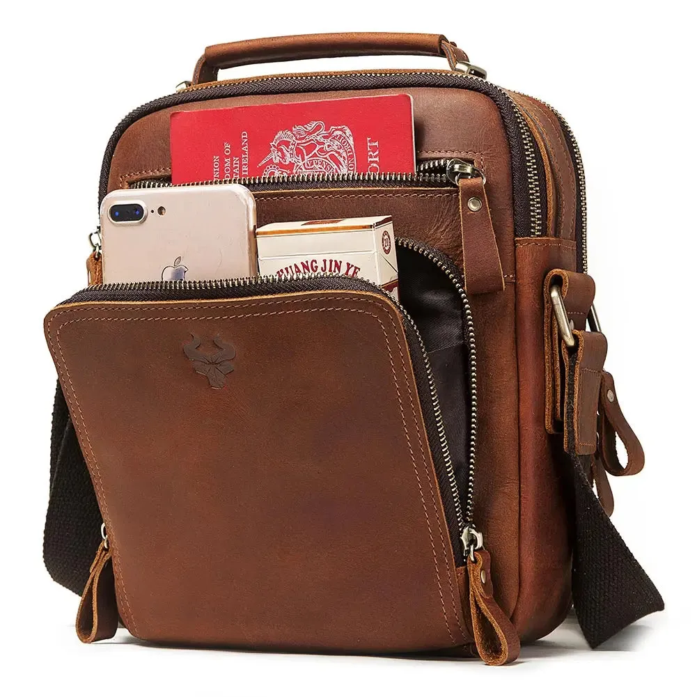 HUMERPAUL Genuine Leather Men's Shoulder Bag
