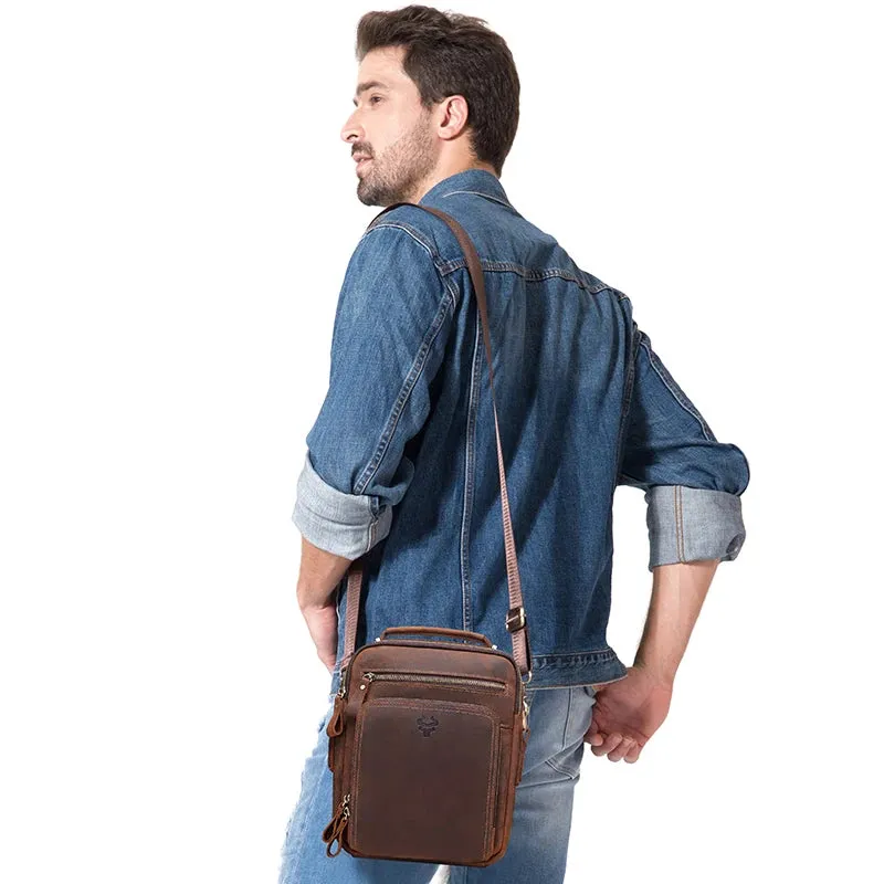 HUMERPAUL Genuine Leather Men's Shoulder Bag
