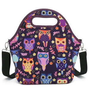 iColor Neoprene Lunch Bag with Cutlery Kit Neoprene Case for Knife,Fork,Spoon,removale Shoulder Strap, Thermal Thick Lunch Tote Bag,Large Size,Reusable Bags for Adults,Kids YLLB-08