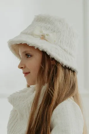 Ivory Faux Fur Bucket Hat