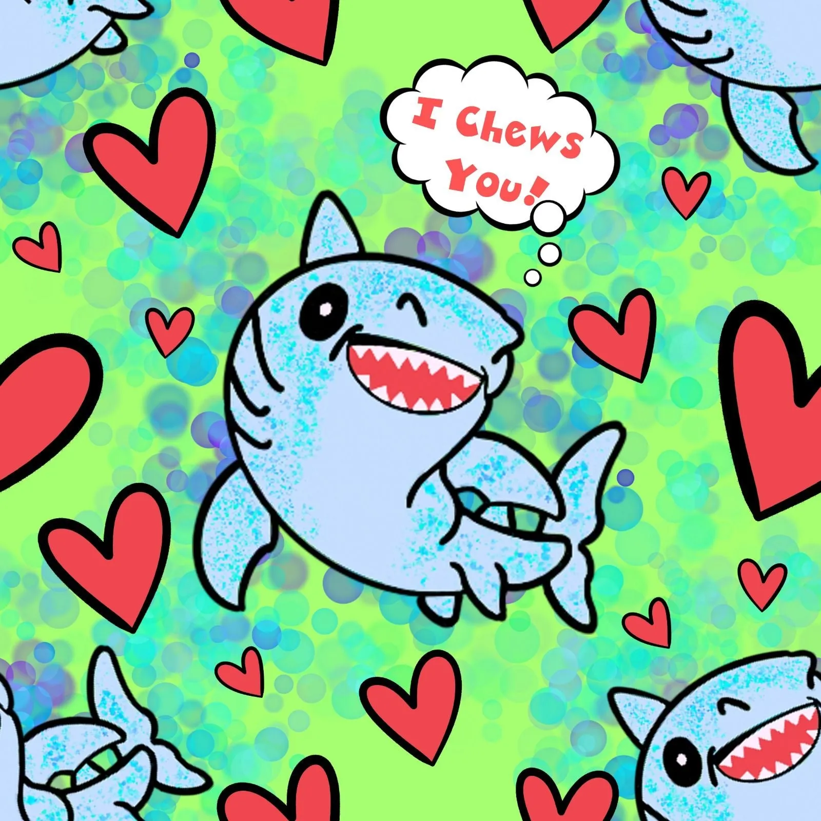 Jaws & Shark Kisses UV50 Dog PAWjama with Red Trim