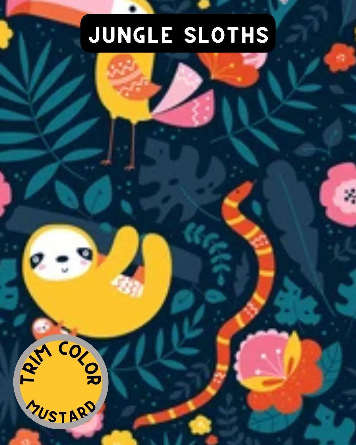 Jungle Sloths - Dog Pajama with Mustard Neck & Trim/Sleeves