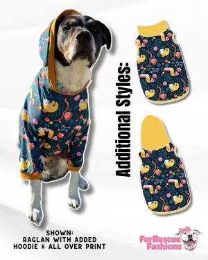 Jungle Sloths - Dog Pajama with Mustard Neck & Trim/Sleeves