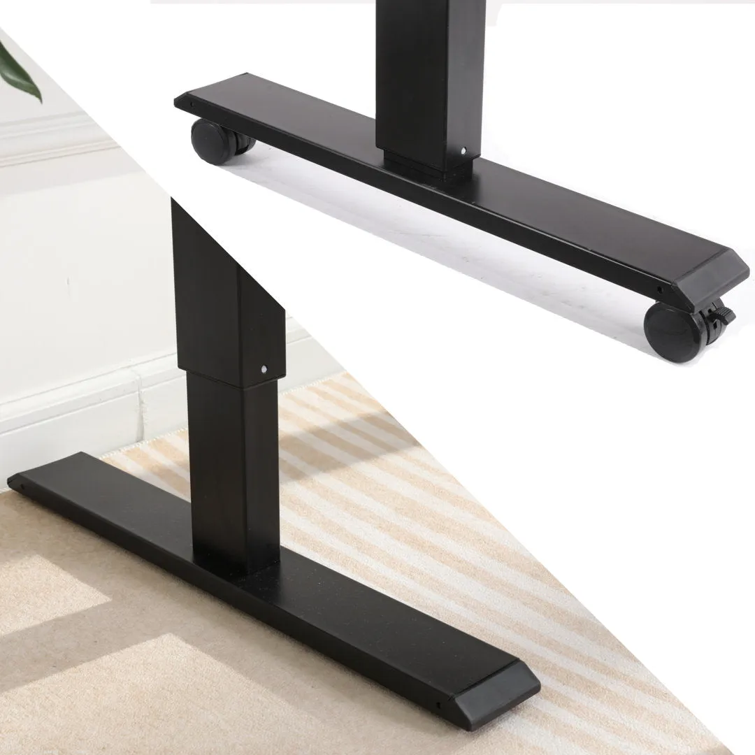 Kashif 55'' Electric Height Adjustable Standing Desk With 2 USB Ports, 3 Power Outlets, and 4 Casters, 2 Hooks, Big Mouse Pad Inbox Zero Color: Black