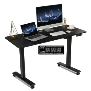 Kashif 55'' Electric Height Adjustable Standing Desk With 2 USB Ports, 3 Power Outlets, and 4 Casters, 2 Hooks, Big Mouse Pad Inbox Zero Color: Black