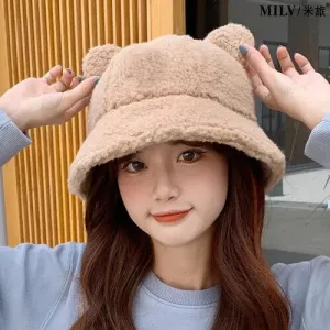 Kawaii Teddy ears Fur Bucket Hat
