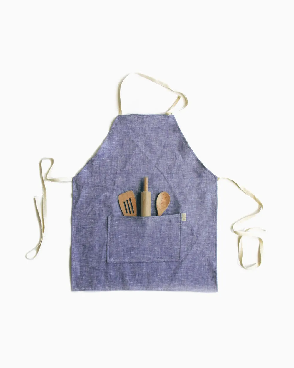 Kids Apron & Utensils in Indigo Linen