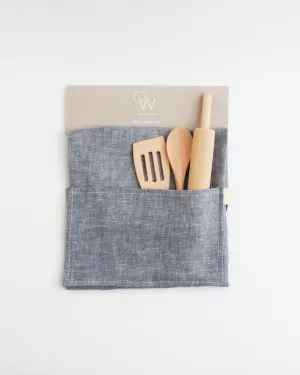 Kids Apron & Utensils in Indigo Linen