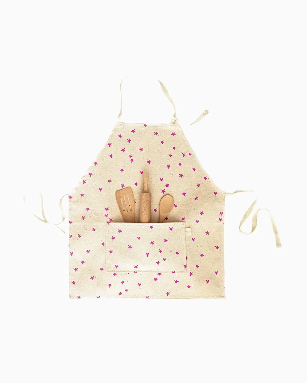 Kids Apron & Utensils in Pink Star