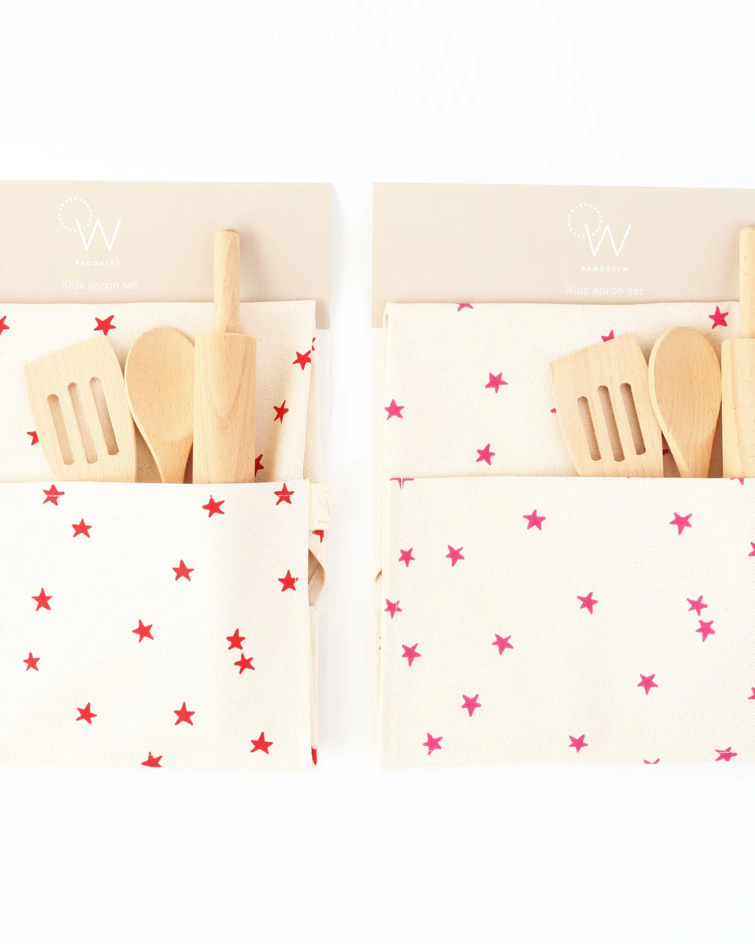 Kids Apron & Utensils in Pink Star