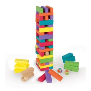 Kids Jenga | Montessori Wooden Block Tower Game | Eco Hardwood | Bright Colours | 3 Years 
