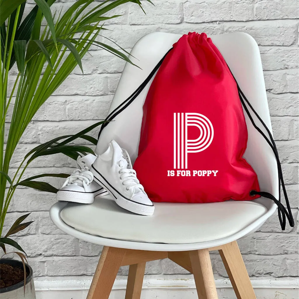 Kids Personalised Pe / Swimming Bag Retro Alphabet