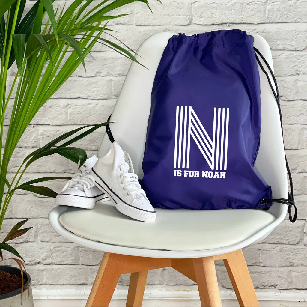 Kids Personalised Pe / Swimming Bag Retro Alphabet