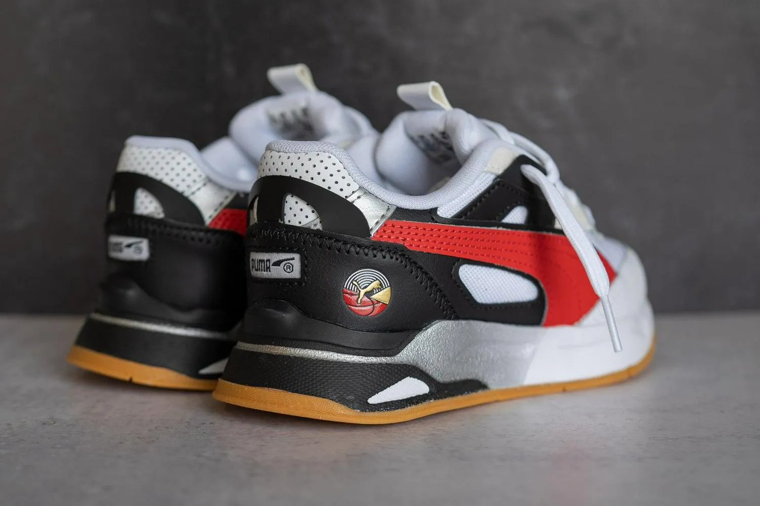 Kids Puma PS Mirage Sport ADS White Red Black Gold Grey Sneaker Shoe Trainer