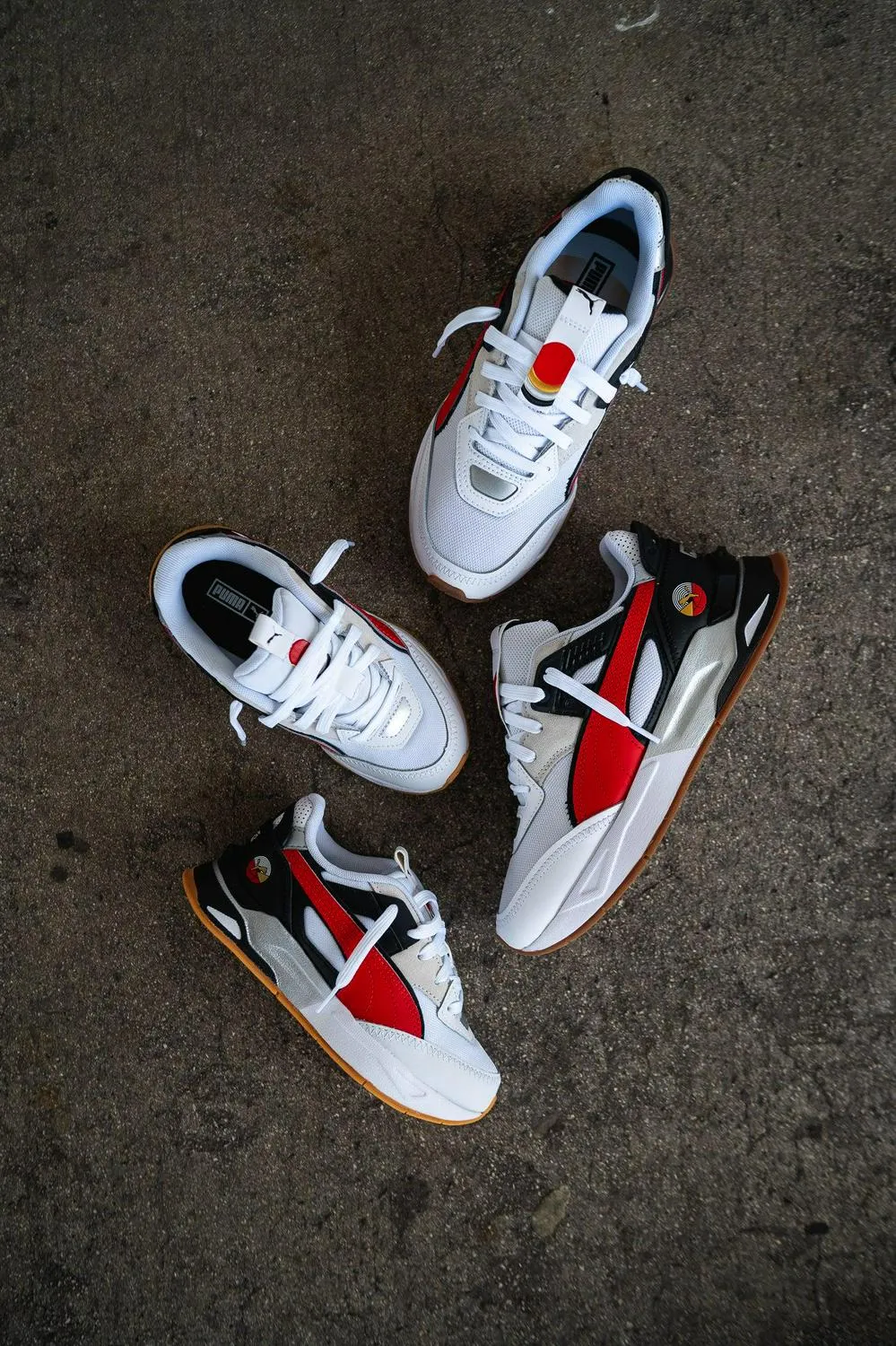 Kids Puma PS Mirage Sport ADS White Red Black Gold Grey Sneaker Shoe Trainer