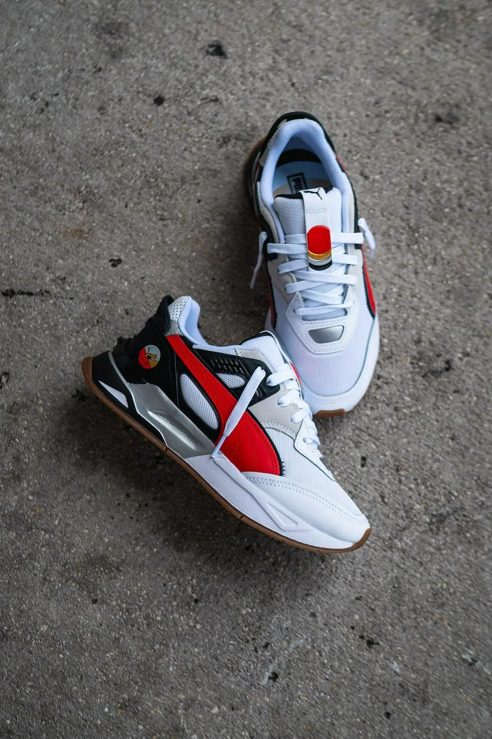 Kids Puma PS Mirage Sport ADS White Red Black Gold Grey Sneaker Shoe Trainer