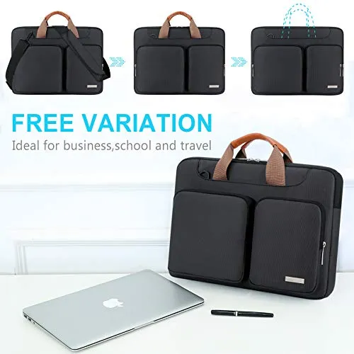 Lacdo 360° Protective Laptop Shoulder Bag Sleeve Case for 13 Inch New MacBook Air | MacBook Pro Touch Bar 2016-2021 | Surface Book 3 2 | MacBook Pro Retina 2012-2015 | 13" HP Acer ASUS Computer, Black