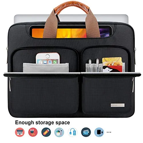 Lacdo 360° Protective Laptop Shoulder Bag Sleeve Case for 13 Inch New MacBook Air | MacBook Pro Touch Bar 2016-2021 | Surface Book 3 2 | MacBook Pro Retina 2012-2015 | 13" HP Acer ASUS Computer, Black