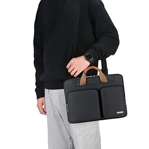 Lacdo 360° Protective Laptop Shoulder Bag Sleeve Case for 13 Inch New MacBook Air | MacBook Pro Touch Bar 2016-2021 | Surface Book 3 2 | MacBook Pro Retina 2012-2015 | 13" HP Acer ASUS Computer, Black