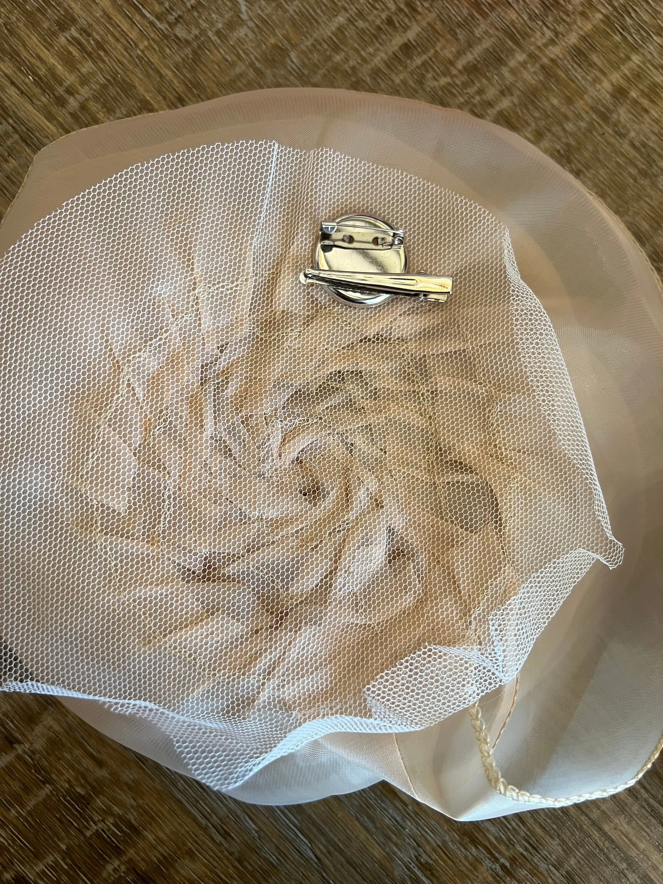 Large 3D Corsage Flower, Peach, 10” Wide, Pin on Corsage, Bridal, Clothing, Dress, Hat, Accessory, FAN Design