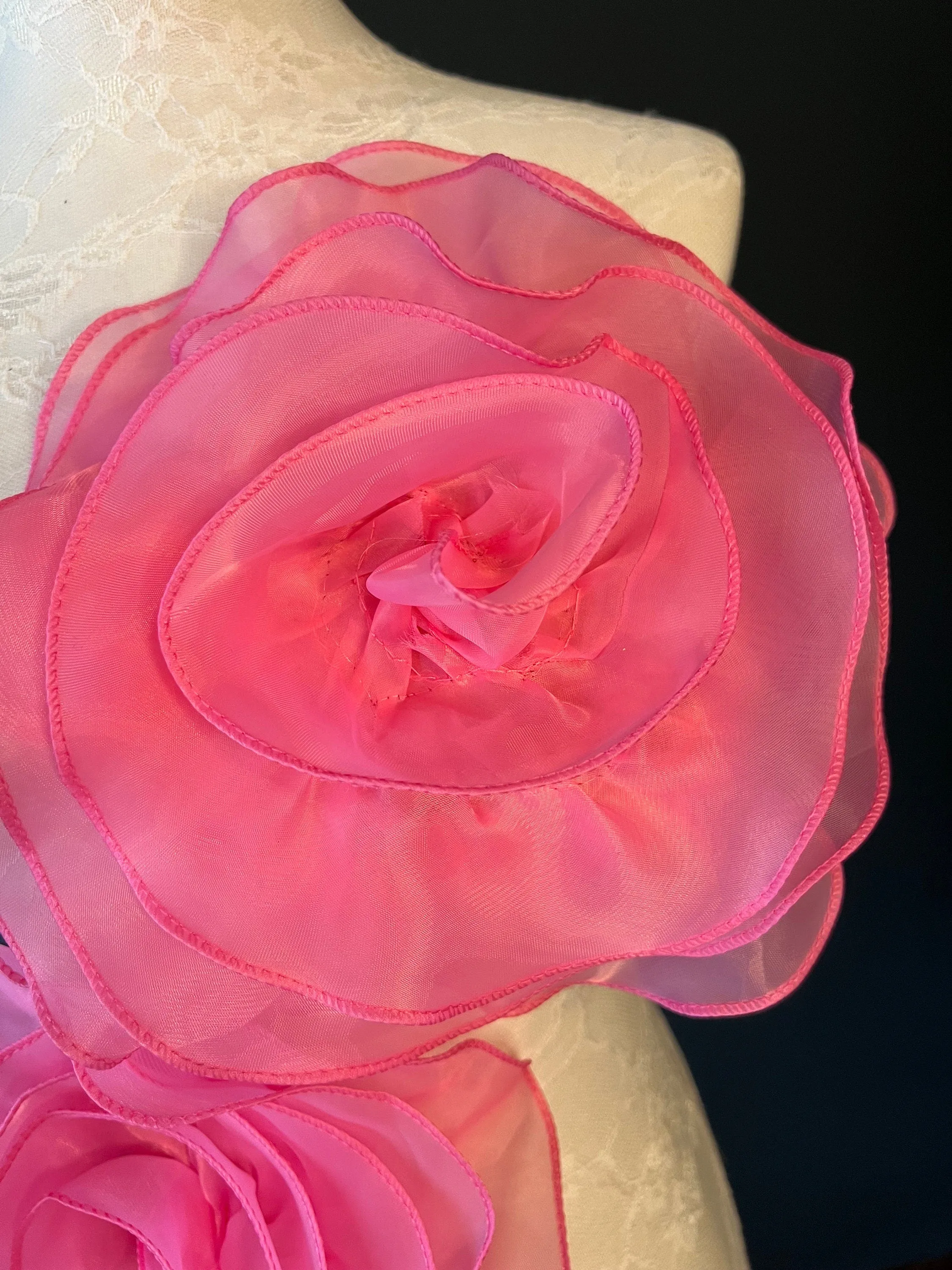 Large 3D Corsage Flower, Pink, 10” Wide, Pin on Corsage, Bridal, Clothing, Dress, Hat, Accessory, FAN Design