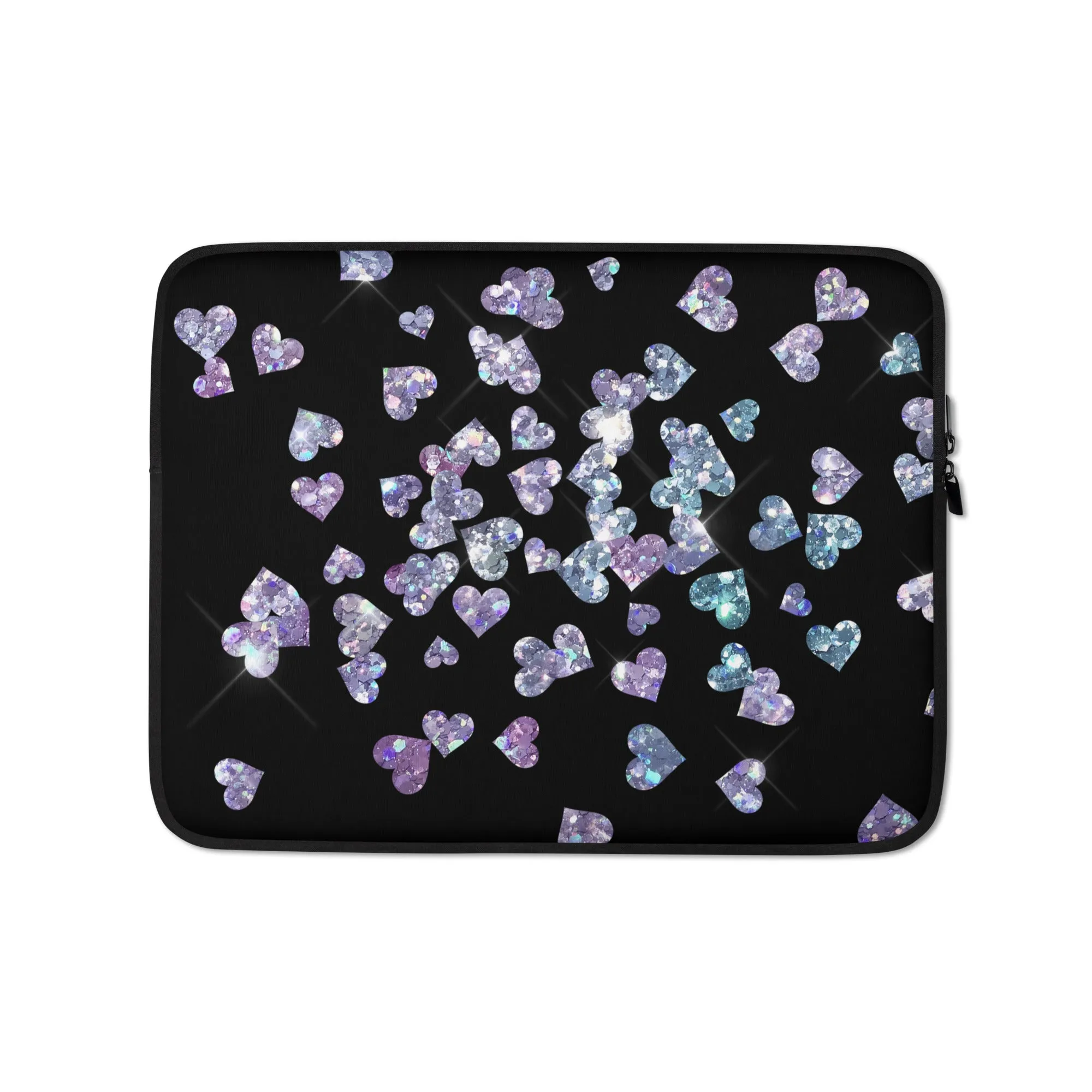 Large Holographic Heart Glitter Effect Laptop Sleeve