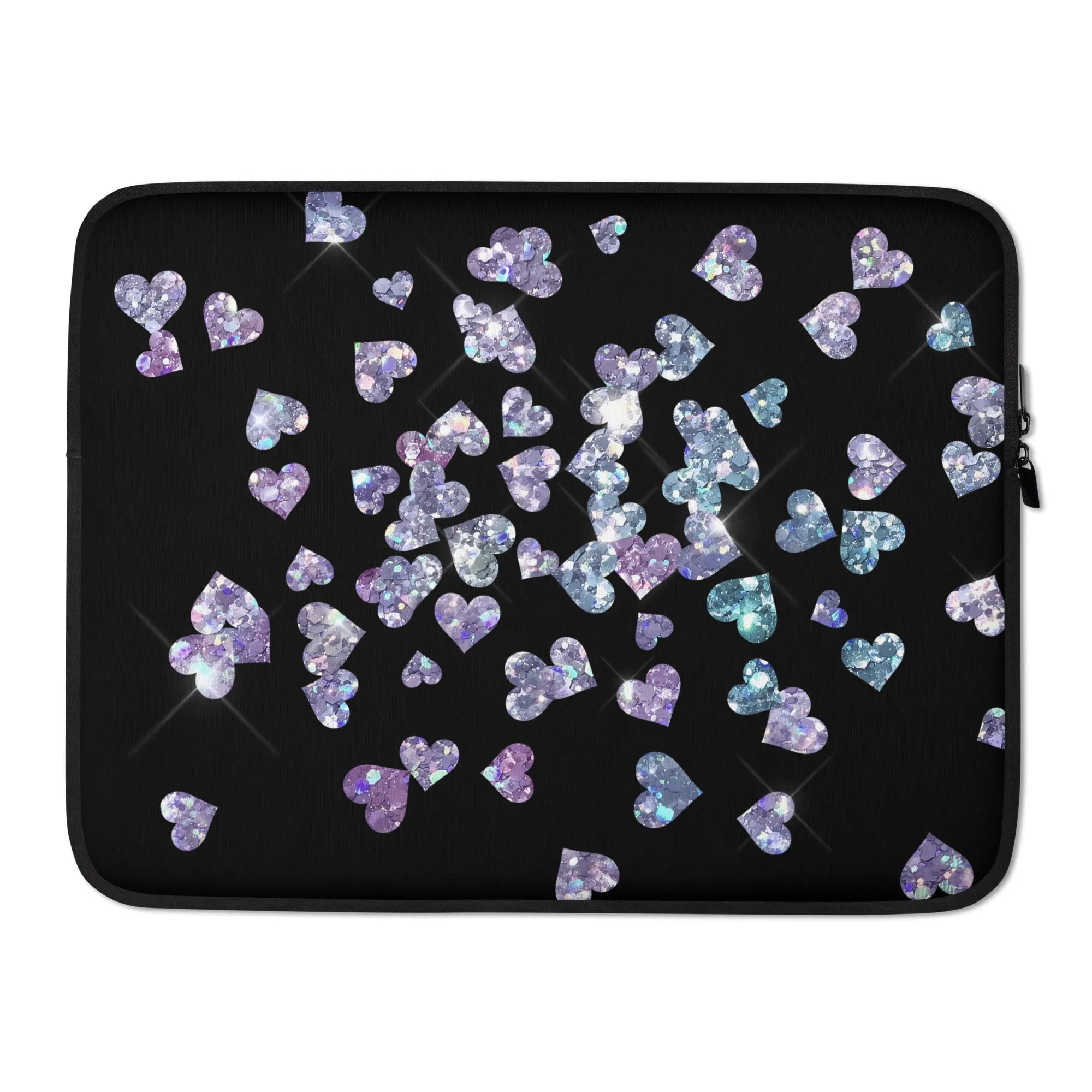 Large Holographic Heart Glitter Effect Laptop Sleeve