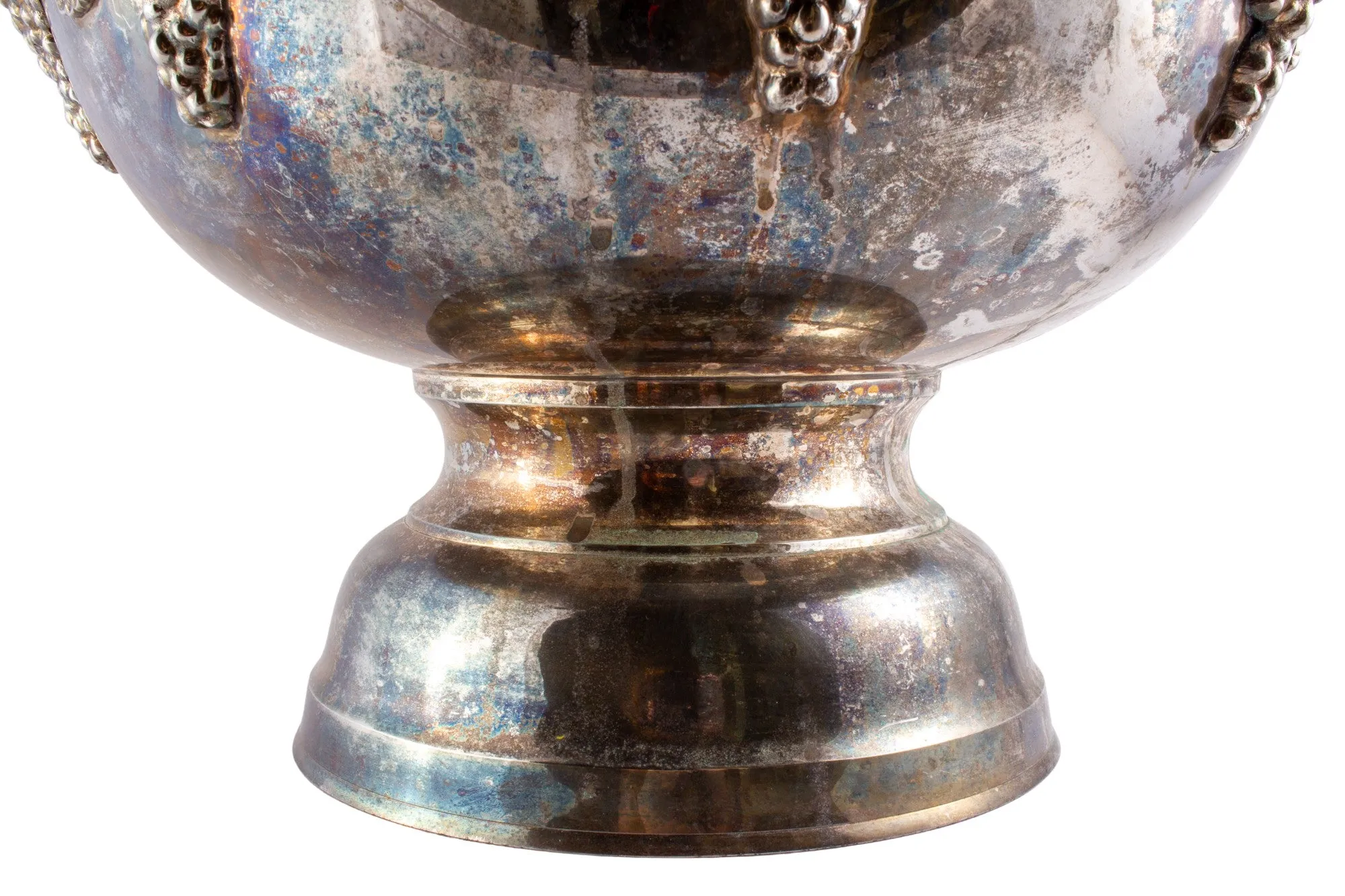 Large Silver-Plate Punch Bowl with Insert & Grape Decoration